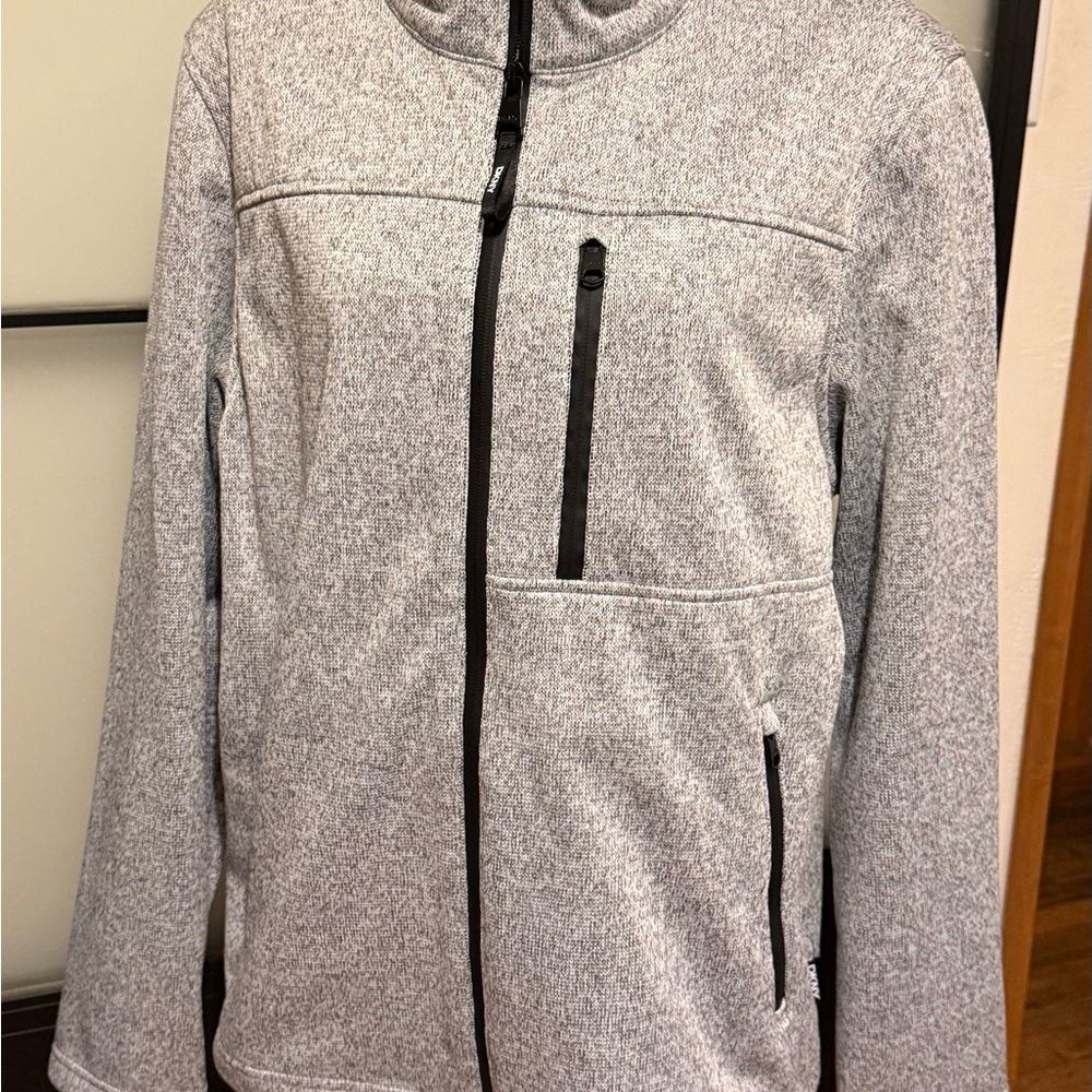 DKNY Heathered Gray Zip-Up with Black Details